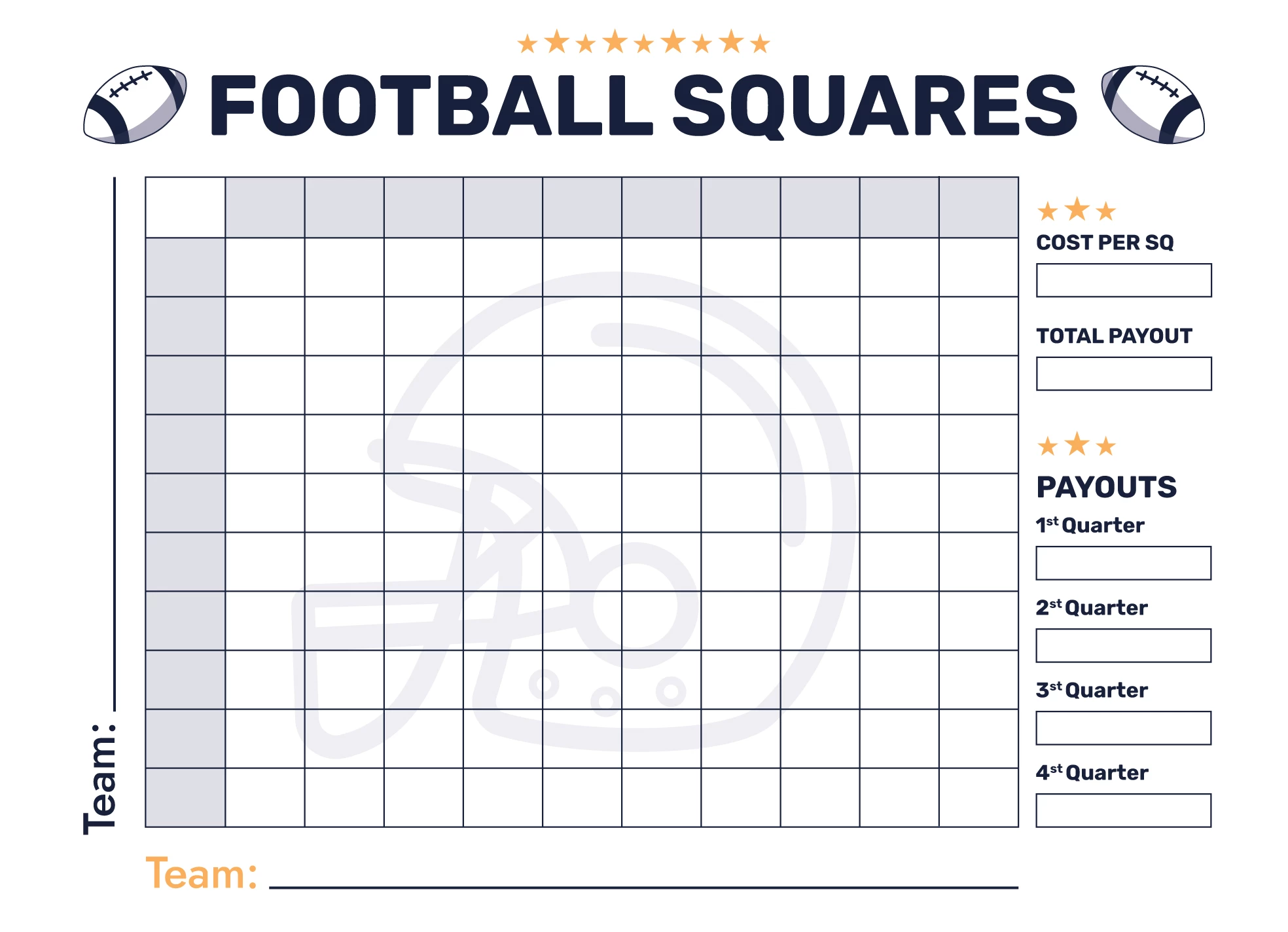 super bowl 100 squares free google docs template - gdoc.io